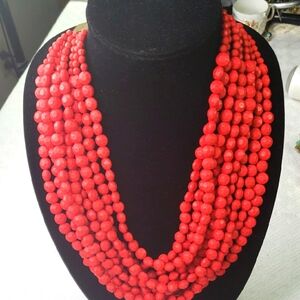 Zenzii Faux Coral Multistrnd Bib Necklace